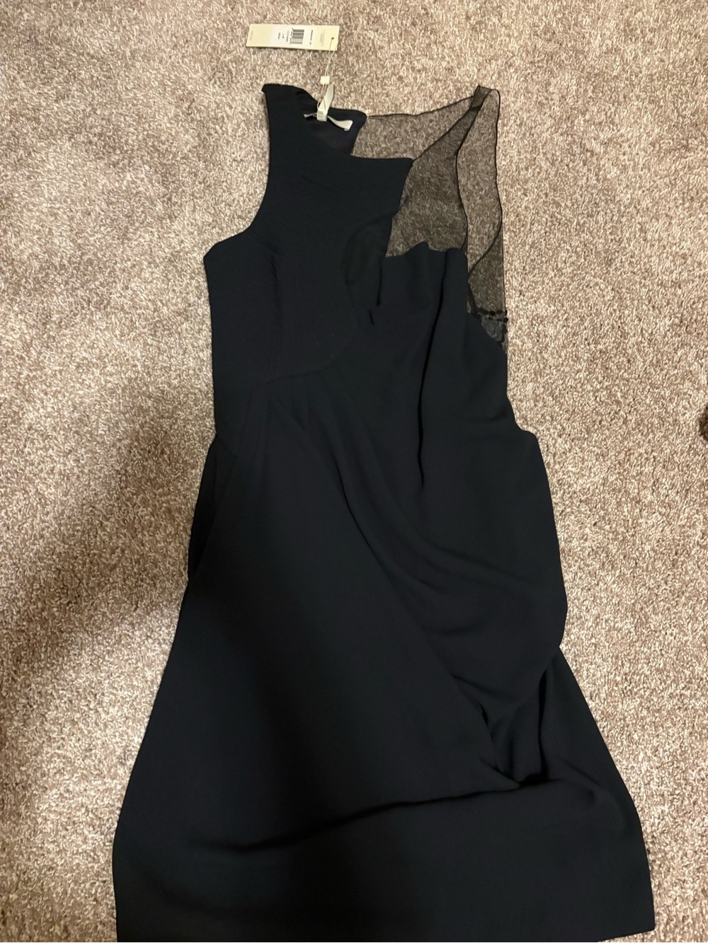 BCBG limited edition Black One-Shoulder Mesh Insert Cocktail Dress